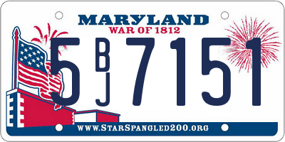 MD license plate 5BJ7151