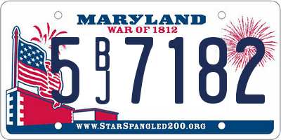 MD license plate 5BJ7182