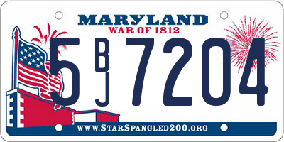 MD license plate 5BJ7204