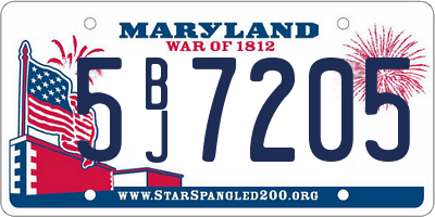 MD license plate 5BJ7205