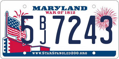 MD license plate 5BJ7243