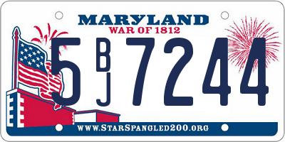 MD license plate 5BJ7244