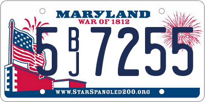 MD license plate 5BJ7255