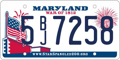 MD license plate 5BJ7258