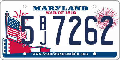 MD license plate 5BJ7262