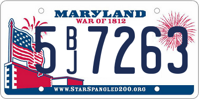 MD license plate 5BJ7263