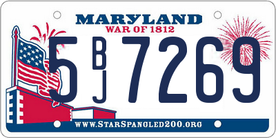 MD license plate 5BJ7269