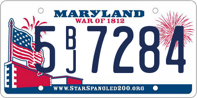 MD license plate 5BJ7284