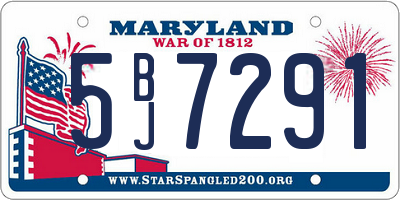 MD license plate 5BJ7291