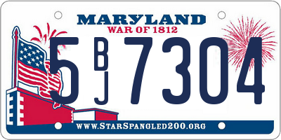 MD license plate 5BJ7304