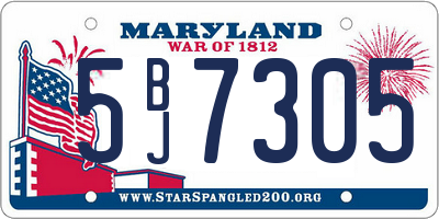 MD license plate 5BJ7305