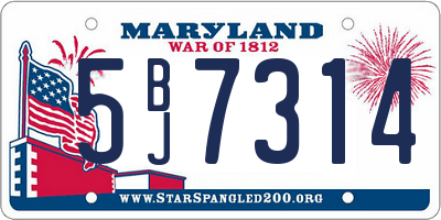 MD license plate 5BJ7314