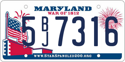 MD license plate 5BJ7316