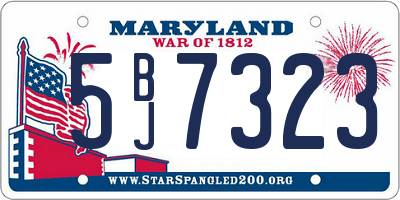 MD license plate 5BJ7323