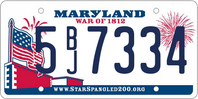MD license plate 5BJ7334