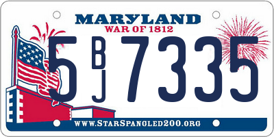 MD license plate 5BJ7335