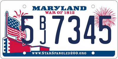 MD license plate 5BJ7345