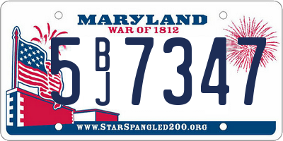 MD license plate 5BJ7347