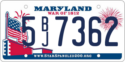 MD license plate 5BJ7362