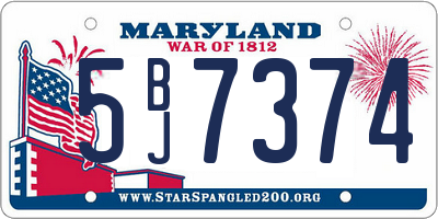 MD license plate 5BJ7374
