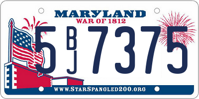 MD license plate 5BJ7375
