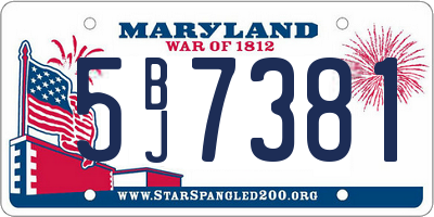MD license plate 5BJ7381