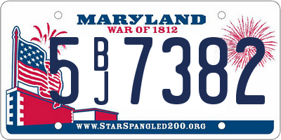 MD license plate 5BJ7382