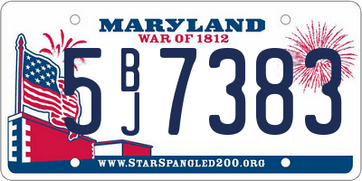 MD license plate 5BJ7383