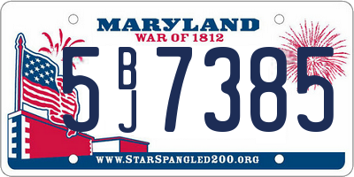 MD license plate 5BJ7385
