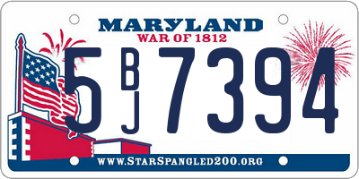 MD license plate 5BJ7394