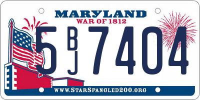 MD license plate 5BJ7404