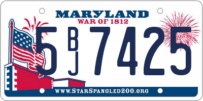 MD license plate 5BJ7425