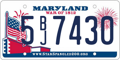 MD license plate 5BJ7430