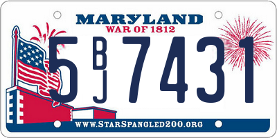 MD license plate 5BJ7431