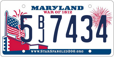 MD license plate 5BJ7434