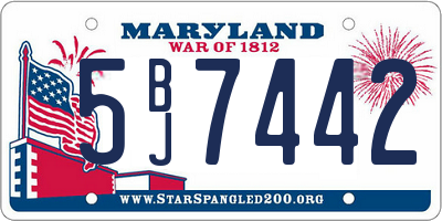 MD license plate 5BJ7442