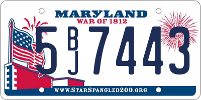 MD license plate 5BJ7443