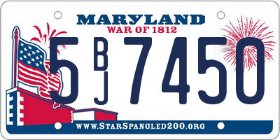 MD license plate 5BJ7450