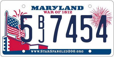 MD license plate 5BJ7454