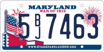 MD license plate 5BJ7463
