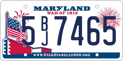 MD license plate 5BJ7465