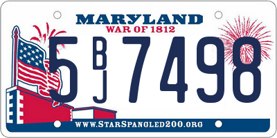 MD license plate 5BJ7498