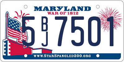 MD license plate 5BJ7501