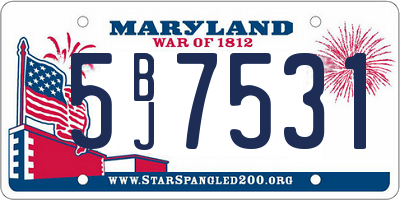 MD license plate 5BJ7531