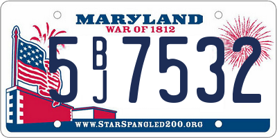 MD license plate 5BJ7532