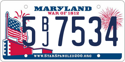 MD license plate 5BJ7534