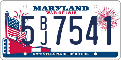 MD license plate 5BJ7541