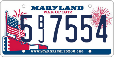 MD license plate 5BJ7554