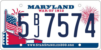 MD license plate 5BJ7574
