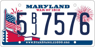 MD license plate 5BJ7576